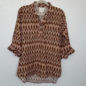 Marigōld by Victoria Dunn Women’s Pattern 3/4 Sleeve Cotton Blouse M